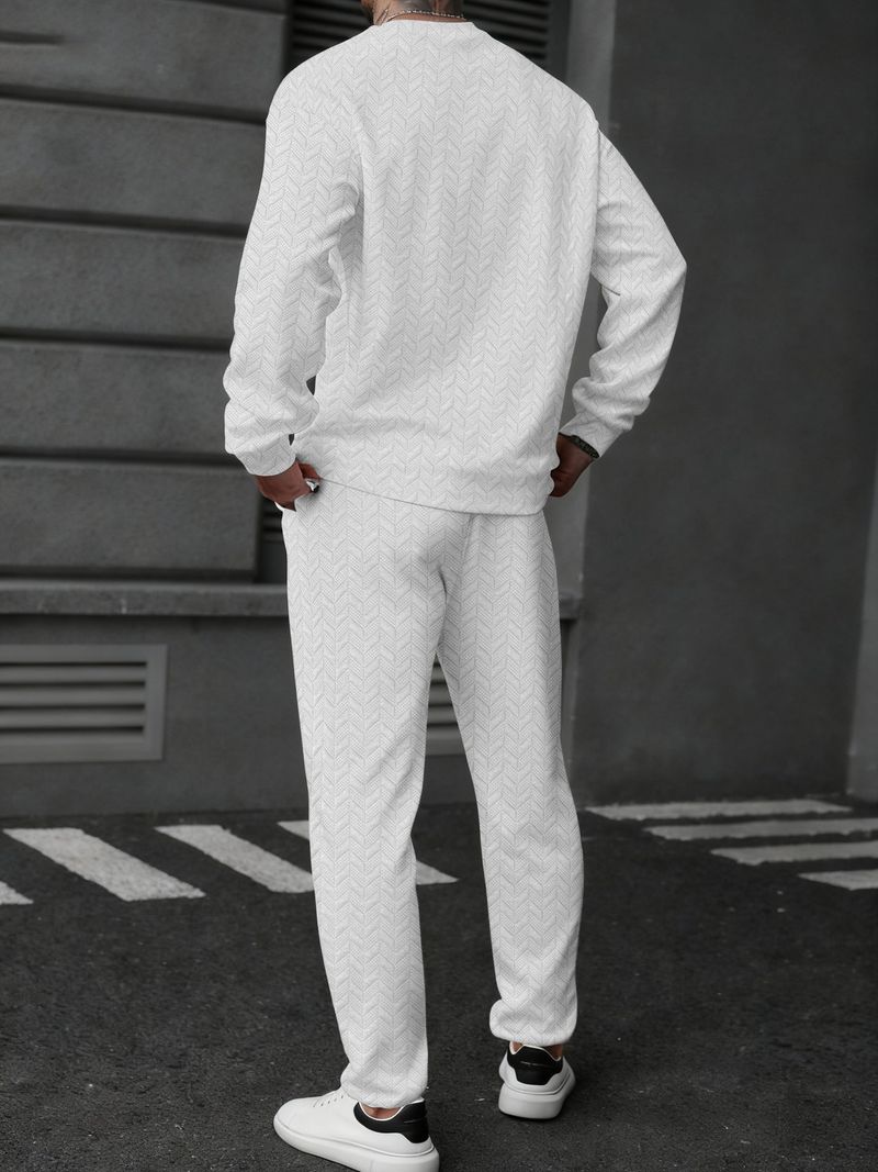 Completo polo e pantaloni a righe color grano da uomo – Completo sportivo a maniche lunghe per look casual e sportivi_voghion.com