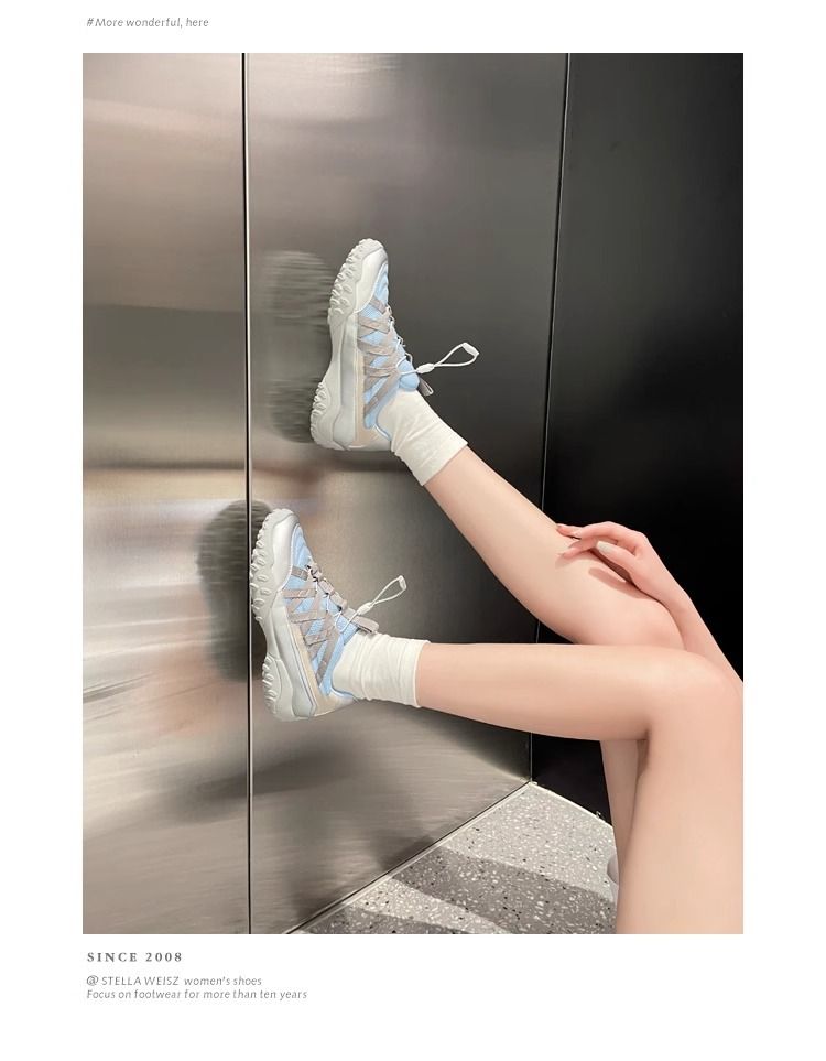 Primavera e autunno nuove scarpe con tacco a zeppa commercio estero grandi dimensioni scarpe sportive arcobaleno fondo scarpe da papà spot scarpe da corsa da donna_voghion.com