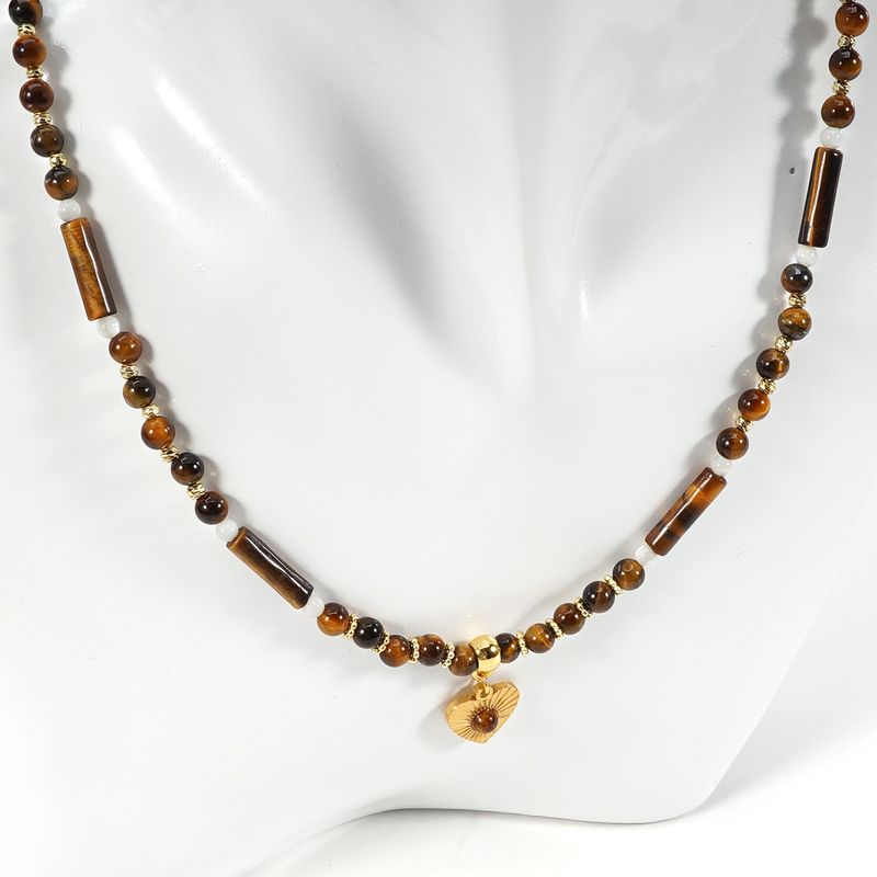 Love Tiger Eye ripats Shell Tiigrisilma kivi looduslikust kivist käevõru kaelakee rangluu kett_voghion.com