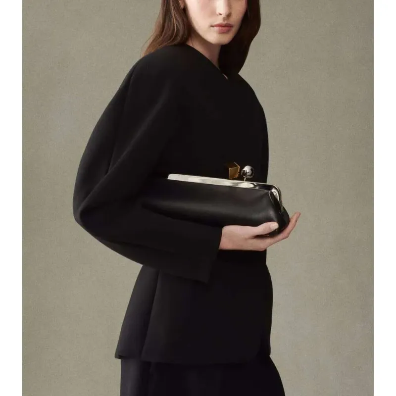 Pochette longue avec bandoulière amovible, sac baguette tendance pour femme, sac à main à clip de créateur pour femme_voghion.com