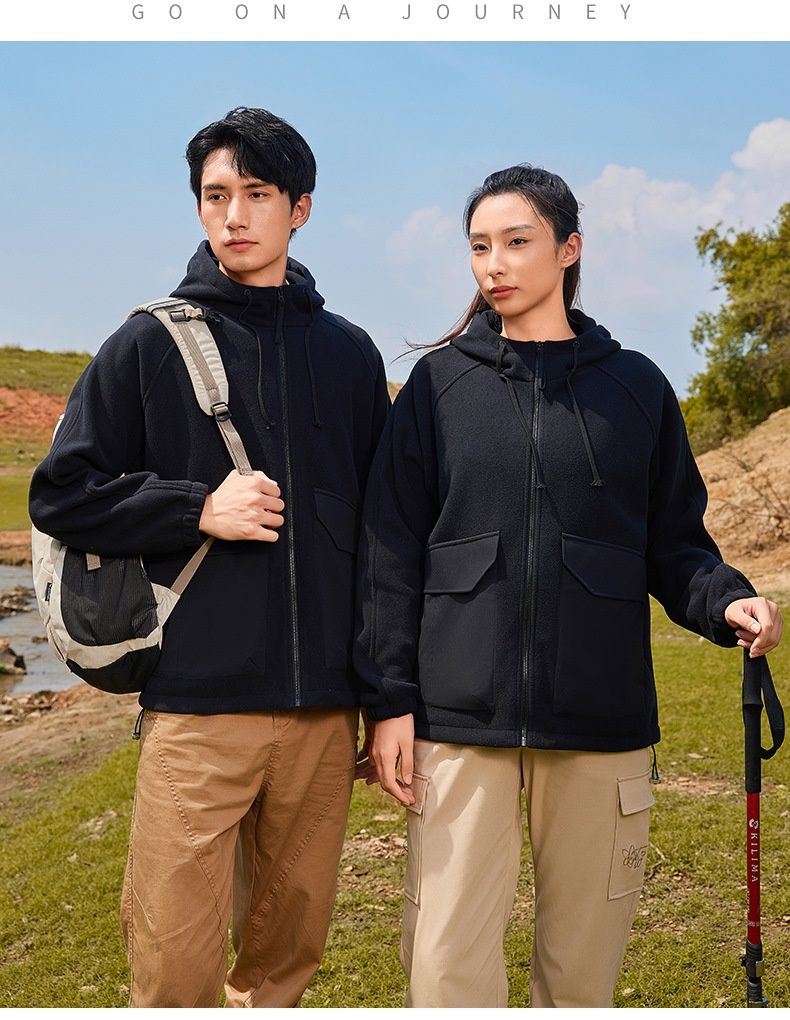 QFV50704555550<== Großhandel Polar-Jacke mit Fleecefutter für Damen und Herren, Outdoor-Sport, bedruckte Arbeitskleidung, Kapuze, dick gefüttert_voghion.com