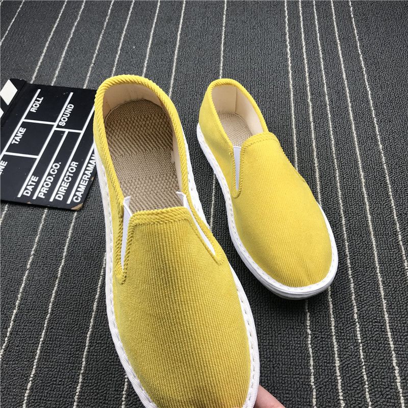Ademende gele stoffen schoenen, casual instappers voor koppels_voghion.com