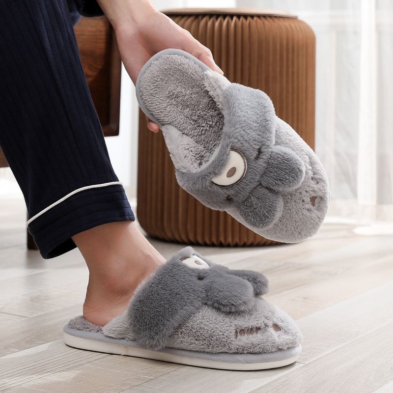 Chaussons en peluche pour femmes, nouveauté automne-hiver, motif lapin mignon, chaussures de maternité, d'intérieur, silencieuses et chaudes en coton pour hommes_voghion.com