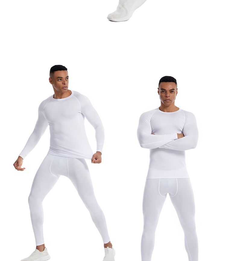 Maglia sportiva classica da uomo a maniche lunghe, nera e bianca - Maglietta da corsa traspirante e ad asciugatura rapida per allenamenti all'aperto e in palestra_voghion.com