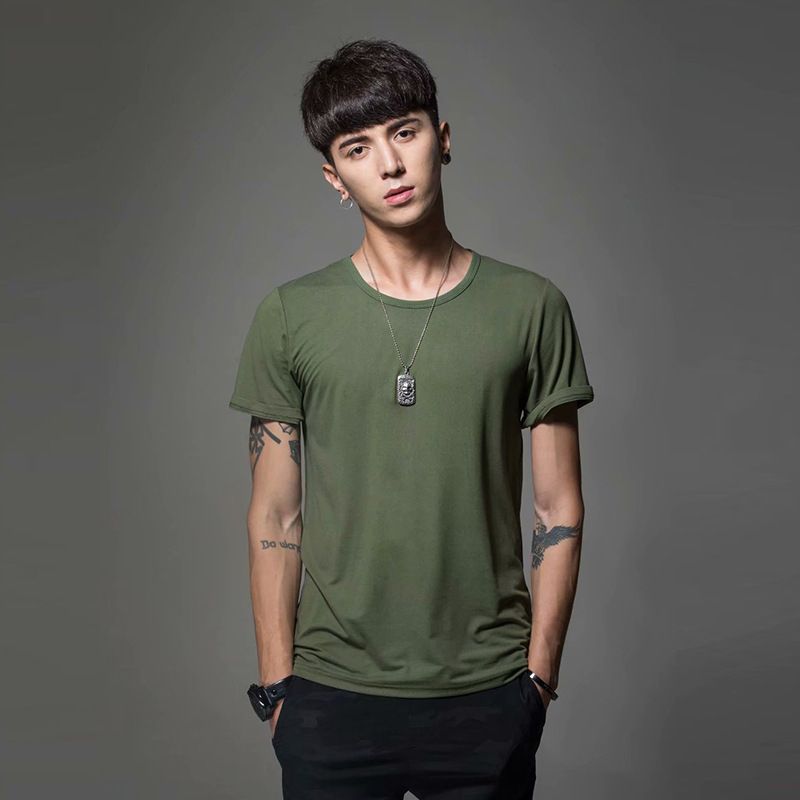 Maglietta a maniche corte a colori, estiva, casual, girocollo, corta, alla moda, con scollo a V, vestibilità aderente, per abbigliamento maschile_voghion.com