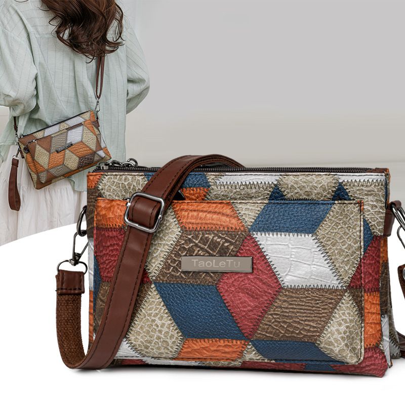 Nuova borsa a tracolla semplice e alla moda con blocco di colore per le donne, borsa da viaggio quotidiana con portamonete e borsa per la mamma_voghion.com