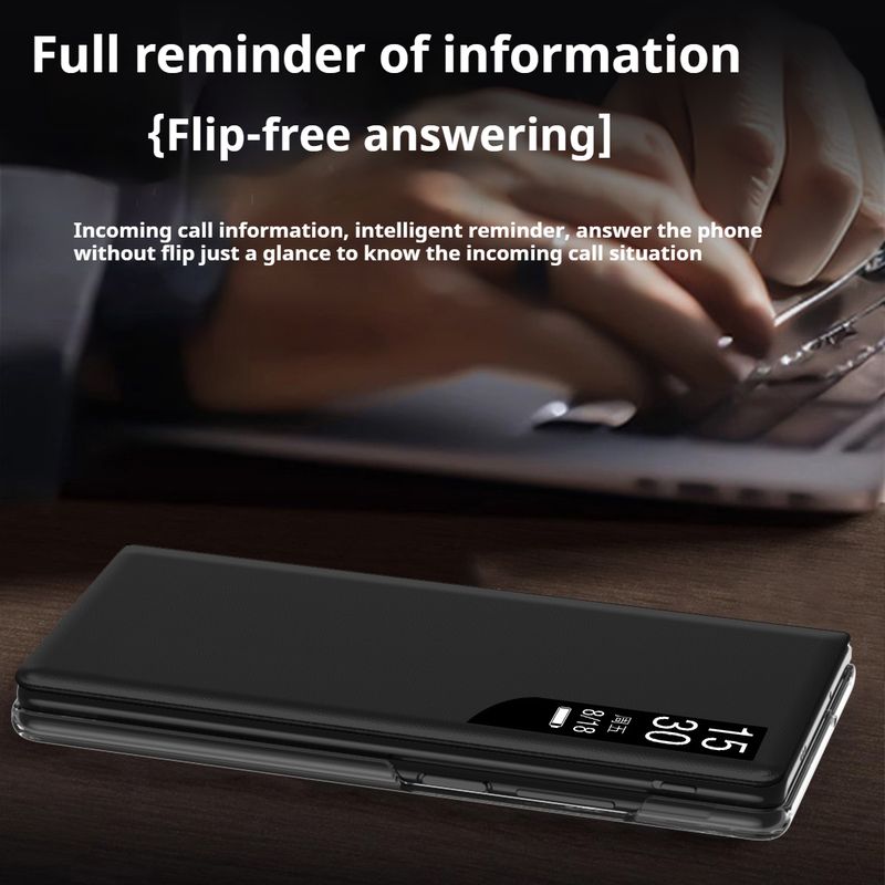 Smart View Leather Flip Cover Case For Xiaomi Mix Fold 4 Smart Wake Sleep Call ID Display with Bracket_voghion.com