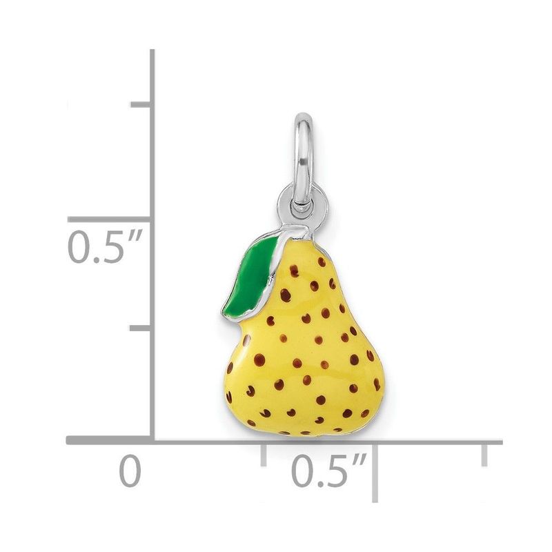 Sterling Silver 3-D Polished Enameled Pear Charm_voghion.com
