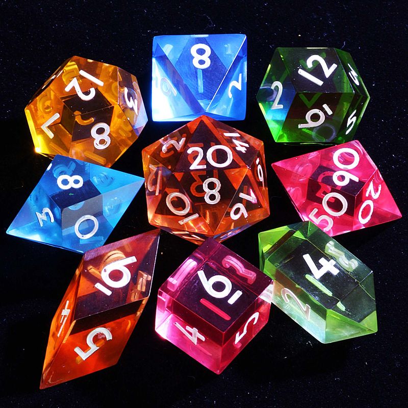 9 Polyhedral Set Of Dice DnD Aurora Borealis For Dungeons Dragons RPG_voghion.com
