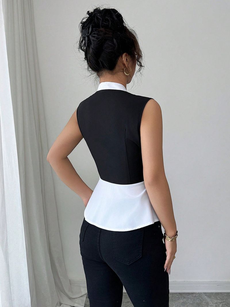 Cardigan a due pezzi in stile pendolare, senza maniche, da donna_voghion.com