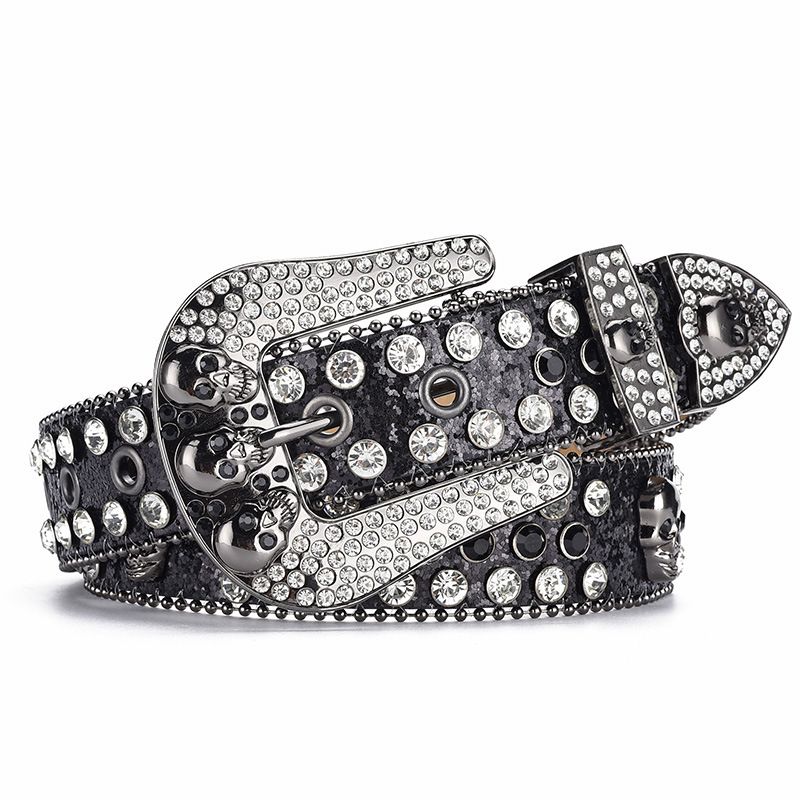 VOOTHOST Punk Kalnų krištolinis diržas Vakarų kaubojų deimantų Bling diržas Vyriškas Y2K Crystal Dygliuotas Cinto De Strass džinsams VB080_voghion.com