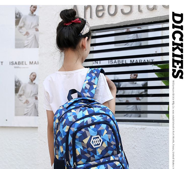 Mochila Escolar Mochila Infantil de Três Peças Escola Primária Menina Nylon Camuflagem Mochila Escolar Média e Secundária Mochila Leve_voghion.com