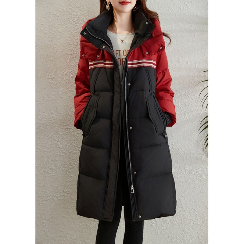 Women's Clothing Oversized Puffer Coat – Detachable Hood Winter Jacket For Women (Red/Black, S-XL)_voghion.com
