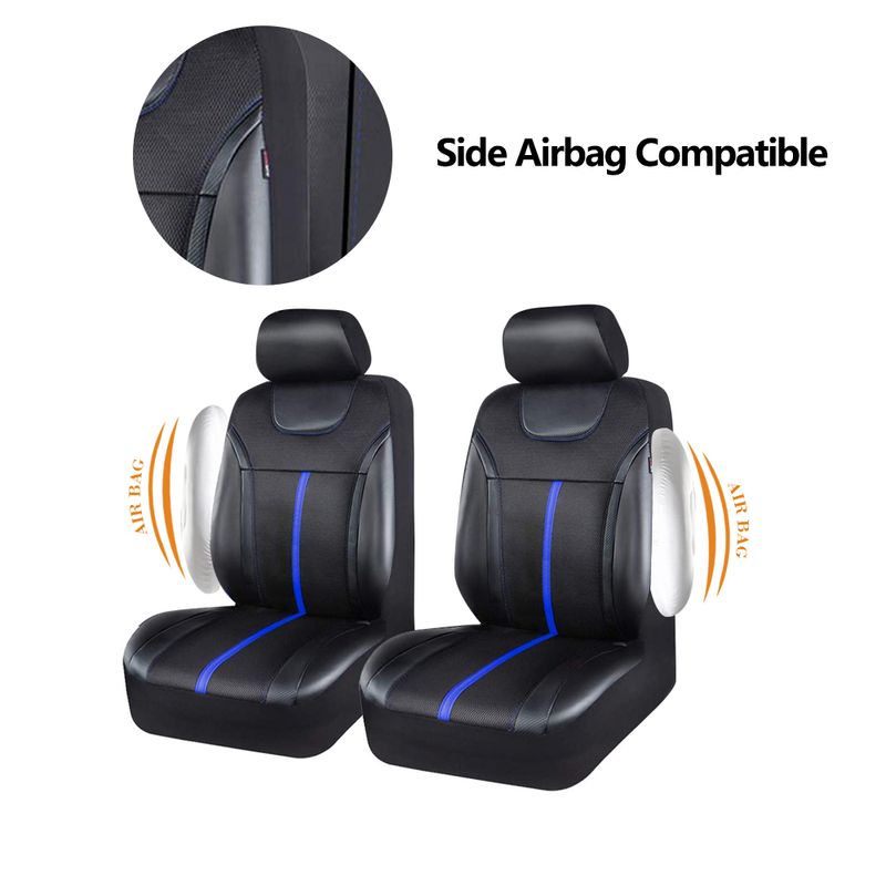 AUTO PLUS Sporty Carbon Leather Universal Car Seat Cover With Zipper Design Fit For Suvs, , Sedans, Trucks Airbag_voghion.com