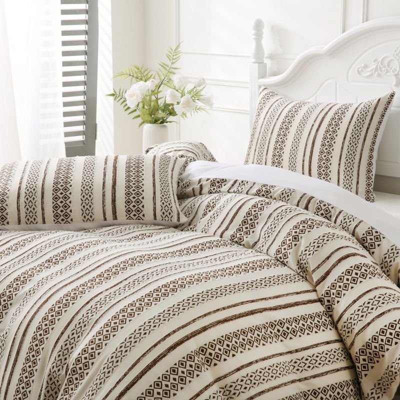 Set copripiumino in cotone premium anni '60 - 128x68 fili, motivo geometrico jacquard, stile lenzuolo con angoli (disponibili diverse misure globali)_voghion.com