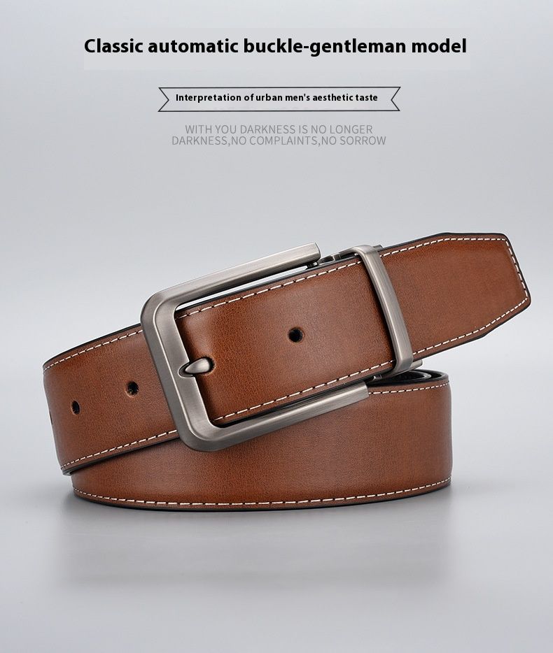 New Men's Genuine Leather Business Rotating Alloy Needle Buckle Belt Cross Border Foreign Trade New Two Layer Cowhide Versatile Leisure Belt_voghion.com