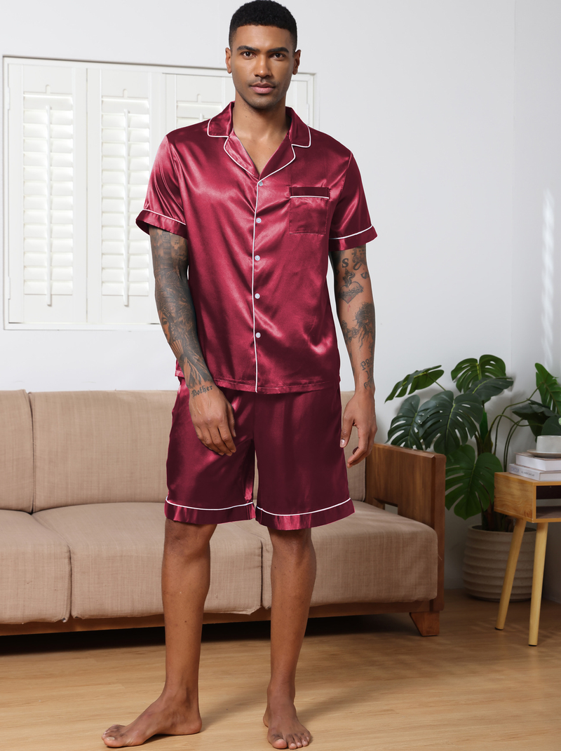 Pantalones finos de manga corta para hombre, ropa de hogar, color primavera, seda Ding, dos conjuntos_voghion.com