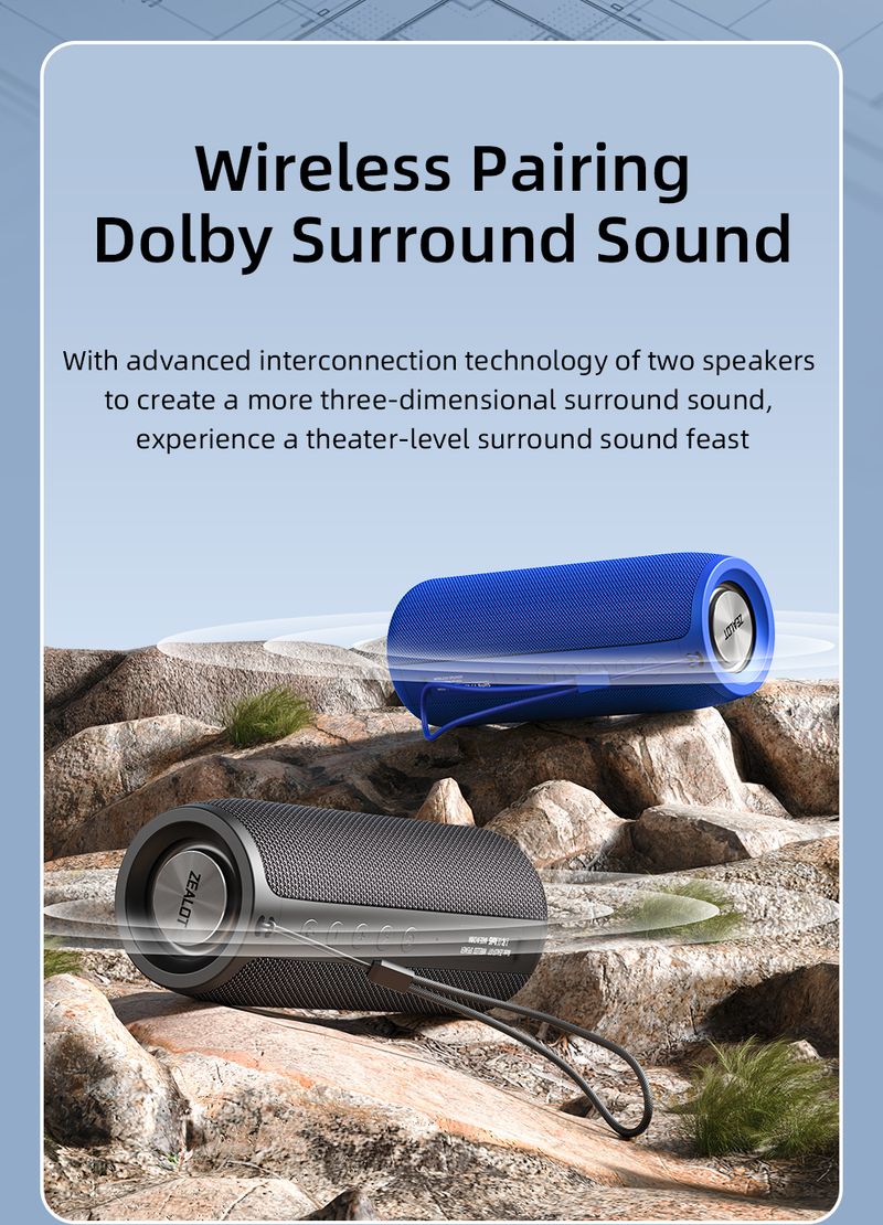 S51 TWS Draagbare Bluetooth-luidspreker Draadloze bas-subwoofer Waterdichte buitenluidsprekers Subwoofer Luidsprekerbox Ondersteuning TF_voghion.com