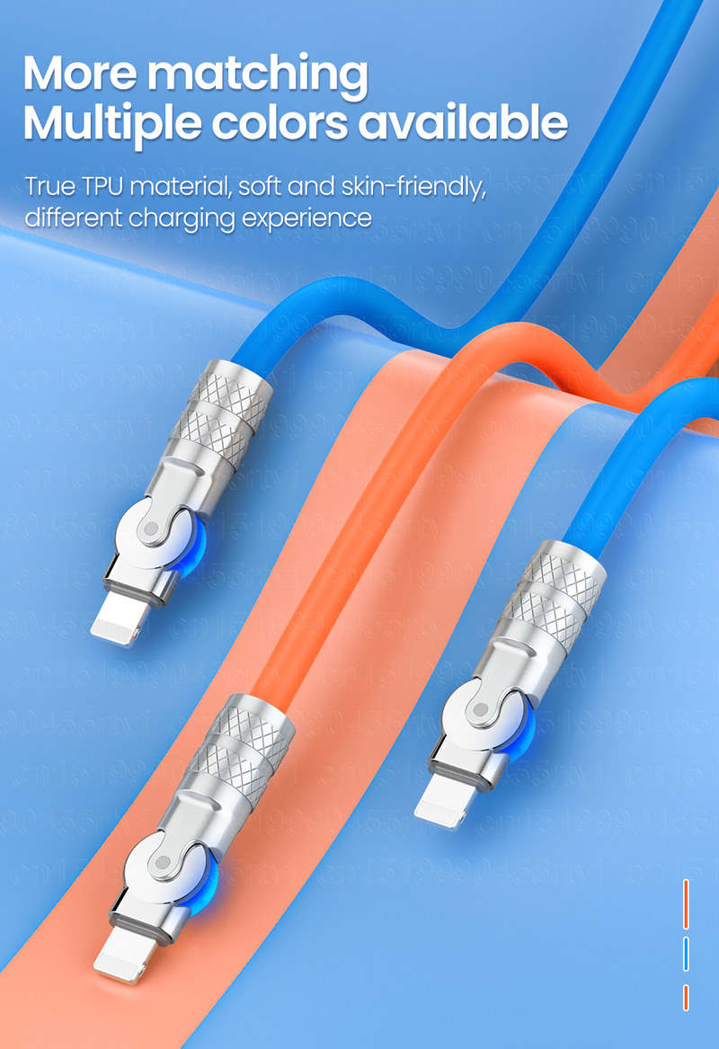 180 fokban elforgatható USB töltőkábel iPhone 14 13 12 11 Pro Max XS 6s 7 8 Plus készülékekhez, puha TPE telefon gyorstöltő kábel D_voghion.com