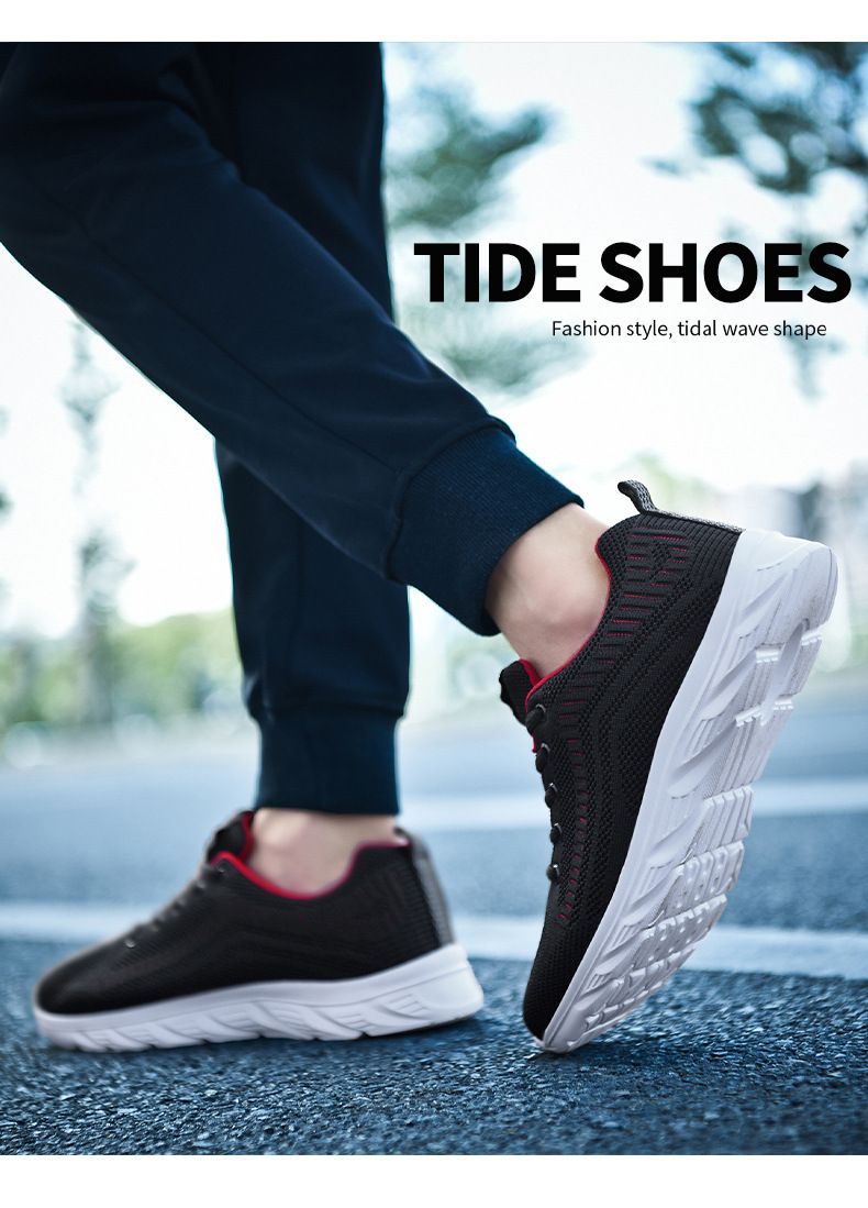 Scarpe da ginnastica da uomo alla moda in maglia con lacci, scarpe da ginnastica da passeggio per corsa atletica all'aperto_voghion.com