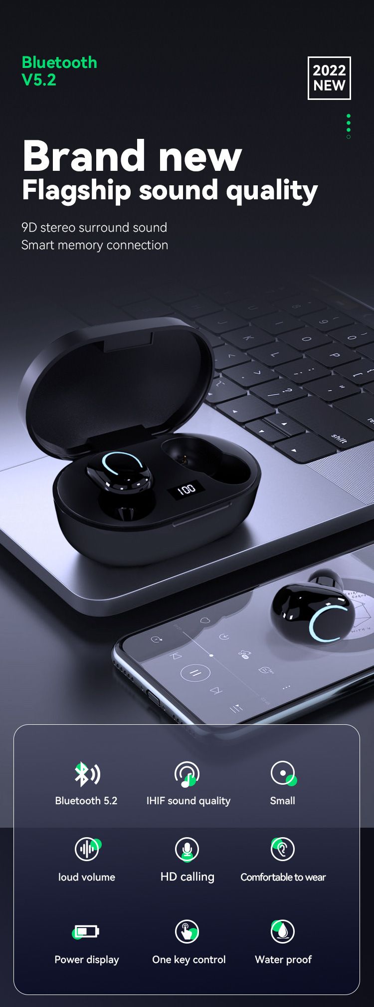 Nuovo X12 Auricolare Bluetooth wireless Display digitale 5.3TWS Mini auricolari Auricolari sportivi Auricolare Bluetooth in-ear_voghion.com