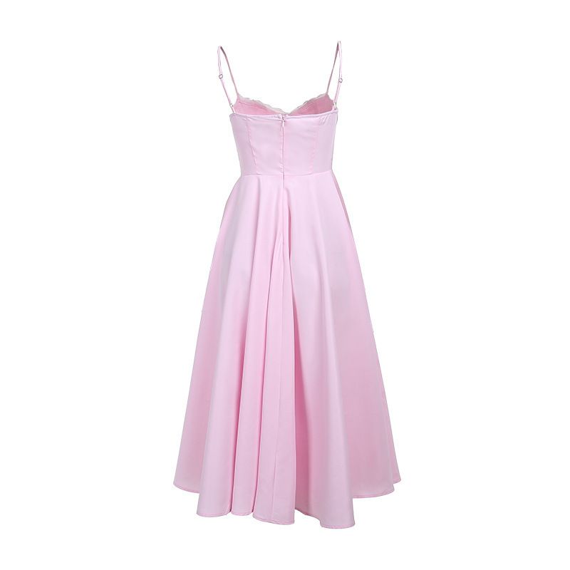 Elegantes V-Ausschnitt-Korsett-Midikleid mit Bügeln und A-Linien-Silhouette – Schlankmachendes Sommer-Basic für Damen_voghion.com