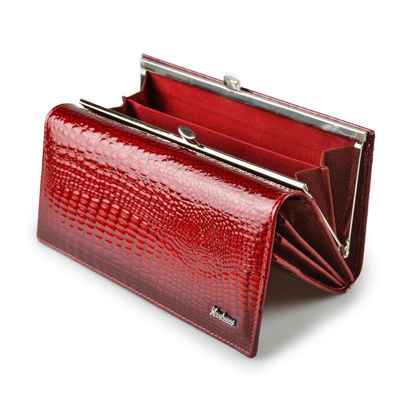 Portafoglio in vera pelle verniciata, portamonete da donna, pochette_voghion.com