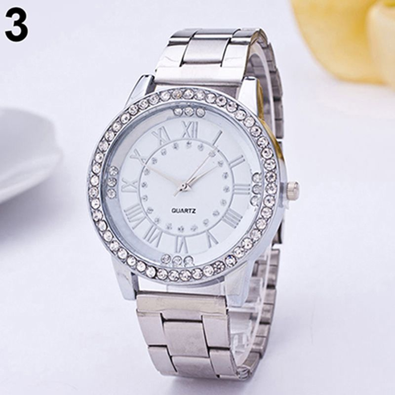 Orologio da polso analogico al quarzo da donna con strass in acciaio inossidabile da uomo Yamaler_voghion.com