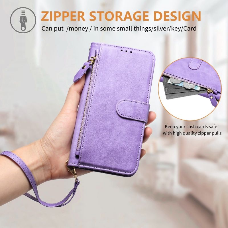 Wireless Charging Leather Zip Wallet Card Phone Case For Sony Xperia VI 2024 10V 5V 1V 5 10 1 IV Lanyard Purse Flip_voghion.com