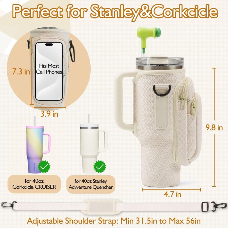 nuova copertura per tazza di ghiaccio da 40 OZ materiale per immersione copertura per bottiglia d'acqua con diamante tracolla regolabile copertura protettiva per tazza d'acqua a tracolla_voghion.com