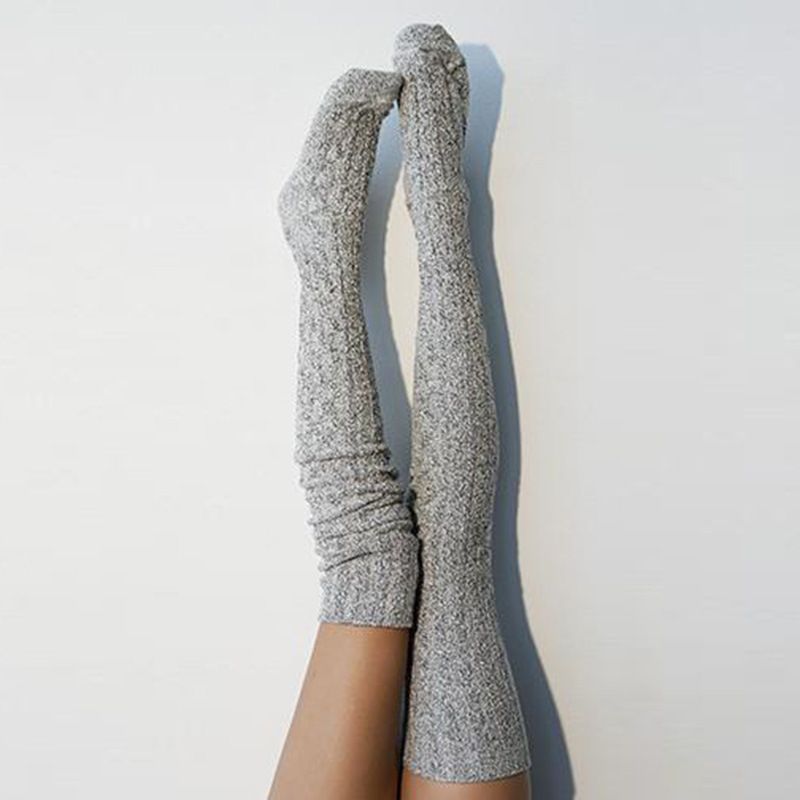 Calcetines de lana Y2K para mujer, de color liso, largos, de punto, por encima de la rodilla, otoño e invierno, gran oferta, 2025d_voghion.com