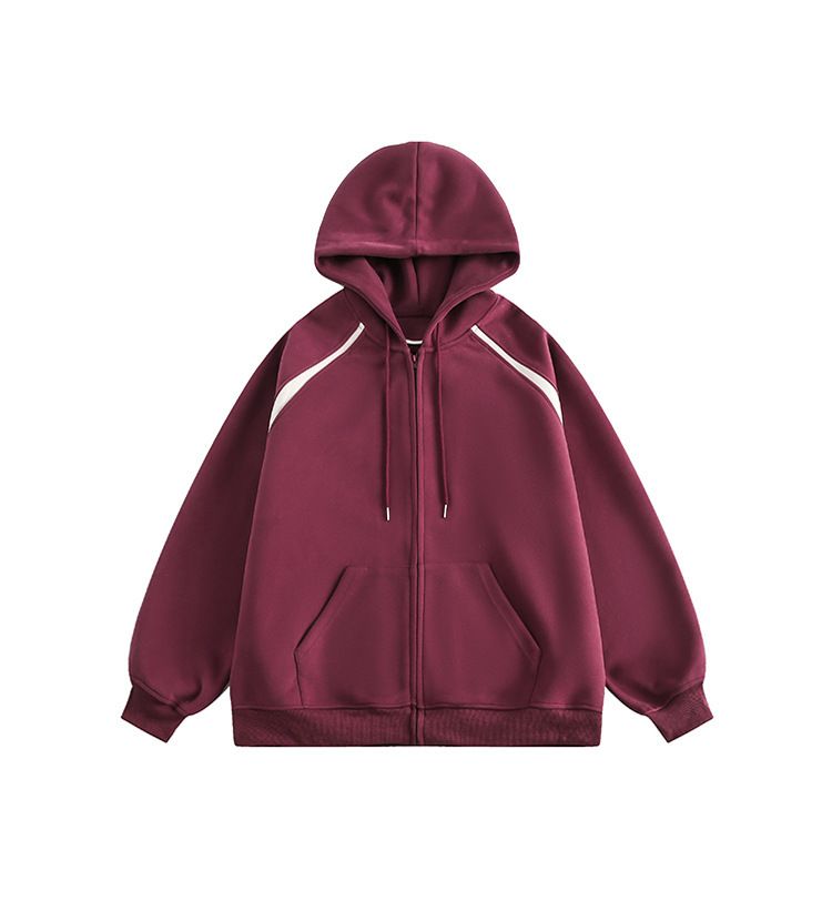 Moletom com capuz grande masculino com zíper – Jaqueta streetwear 90% algodão com costura contrastante (3 cores, 5 tamanhos)_voghion.com