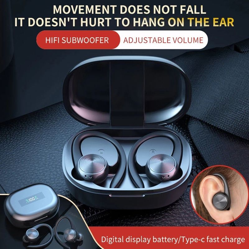 TWS Drahtlose Bluetooth Kopfhörer Ohrhörer Ohrhörer Ohr Haken HiFi Bass Headset_voghion.com