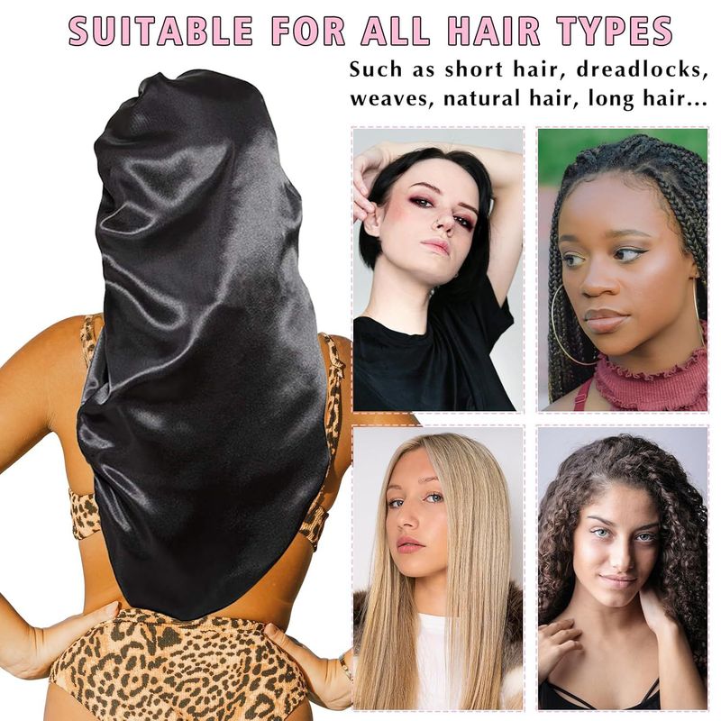Damen-Nachtmütze aus hochelastischem, langem Satin-Schlauch, neue Kopftuchmütze mit Fliege, Schönheits-Dauerwellen-Haarpflege-Kappe_voghion.com