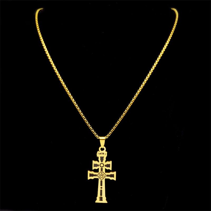 Nuova collana con ciondolo a forma di croce in acciaio inossidabile con taglio a vento_voghion.com