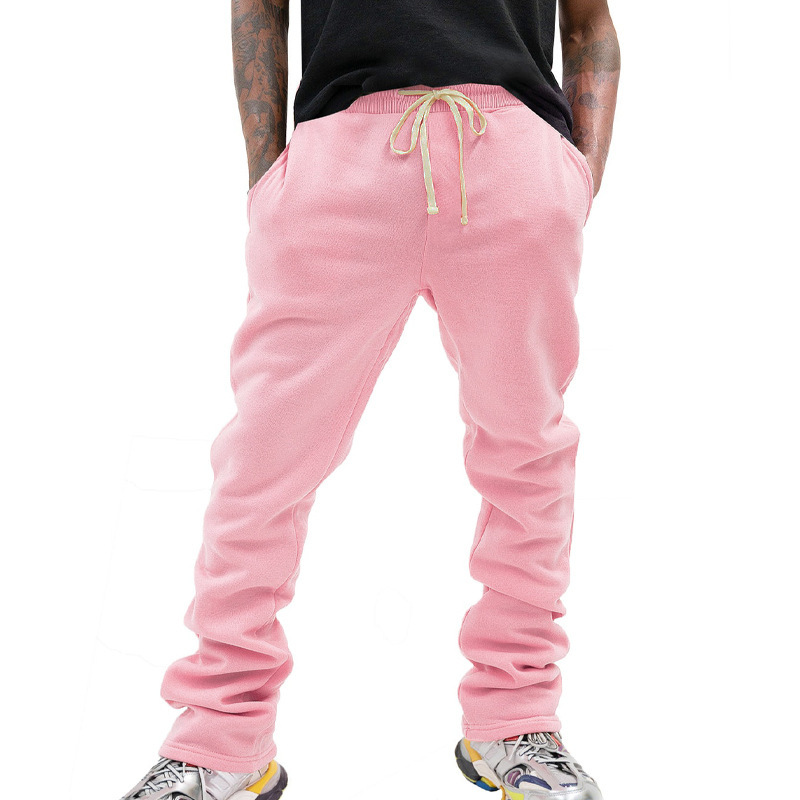Flared Drawstring Long American Style Solid Color Slim Fit Men's Casual Pants Trendy_voghion.com