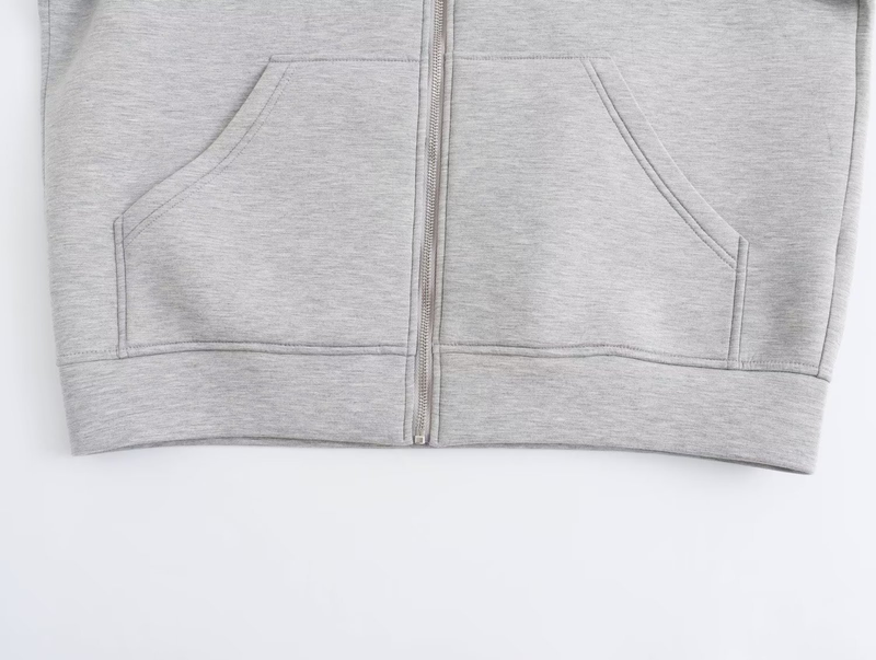Kadın kapşonlu uzun uzay pamuklu ceket bol hırka sweatshirt_voghion.com