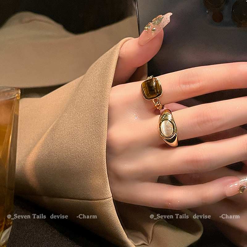 Temperament, Natural Stone Open Female Unique Design, Index Finger Ring, Internet Celebrity, Fashionable and_voghion.com