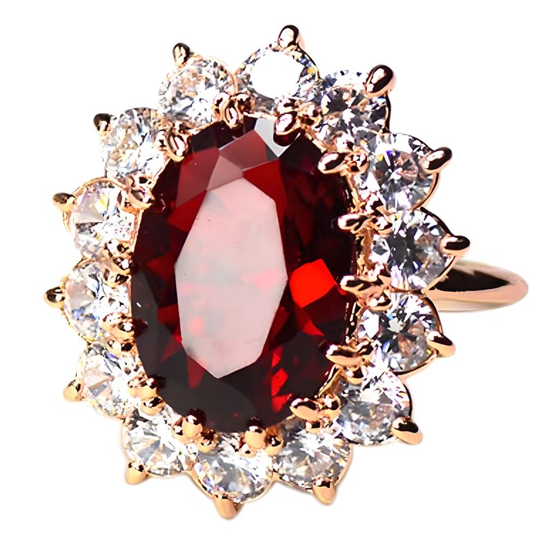 Daifei Style Blue Oversized Pigeon Egg Red Crystal Inlaid Index Finger Ring, Tanzanite Colored Women's Ring_voghion.com