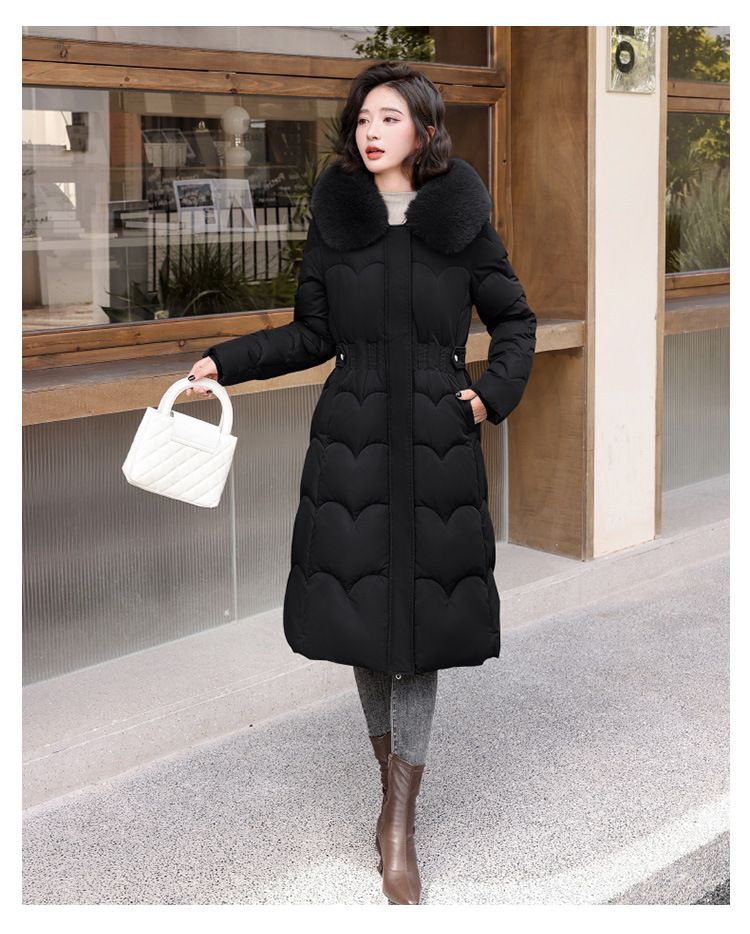 Cappotto lungo imbottito da donna con cappuccio di pelliccia staccabile, parka invernale oversize, giacca calda a trapezio per uno stile casual (disponibile in beige, kaki)_voghion.com