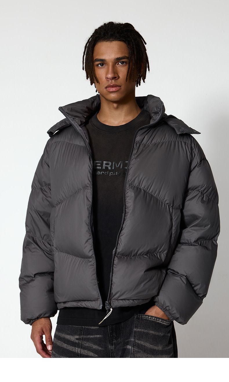 Männerkleeder liicht a portabel Puff Daunenjacke trendy Mark Hierscht a Wanter nei Samt effen Faarf Kapuzenjacke fir Männer_voghion.com