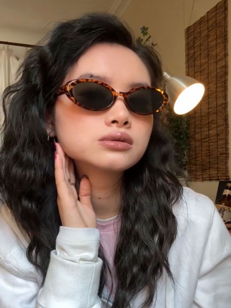 LazyZoom European And American Leopard Print Frame Cat Eye Women's High-Grade Small Square Round Face Gyaru Photo Sunglasses Sun_voghion.com