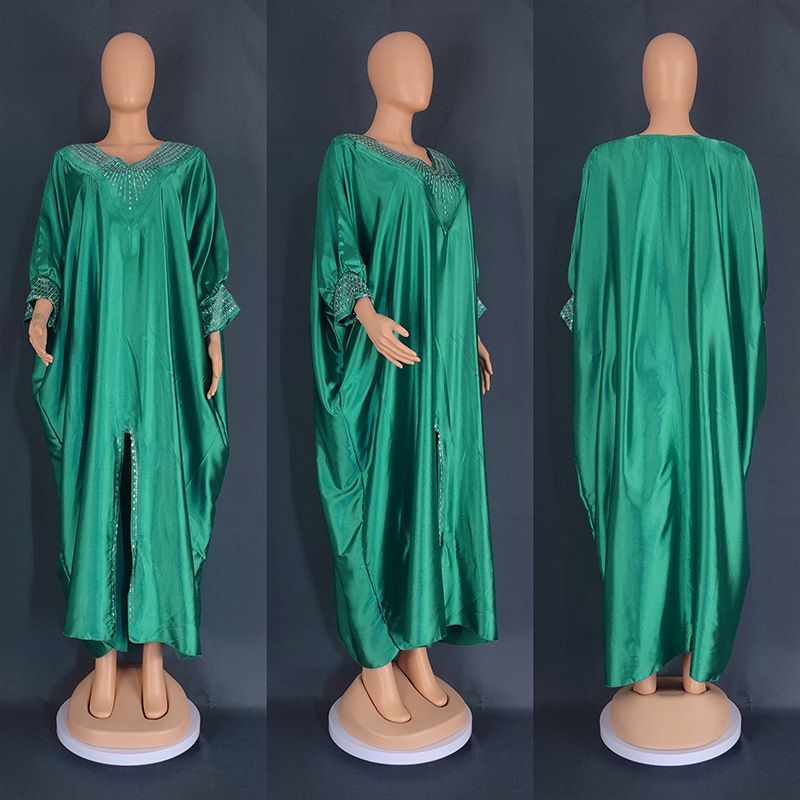 Abito musulmano da donna, abito lungo con maniche a pipistrello e diamanti caldi_voghion.com