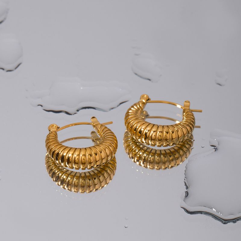 Cerchietti a vite da donna, orecchini a croissant, acciaio inossidabile placcato oro, gioielli per le orecchie in oro_voghion.com
