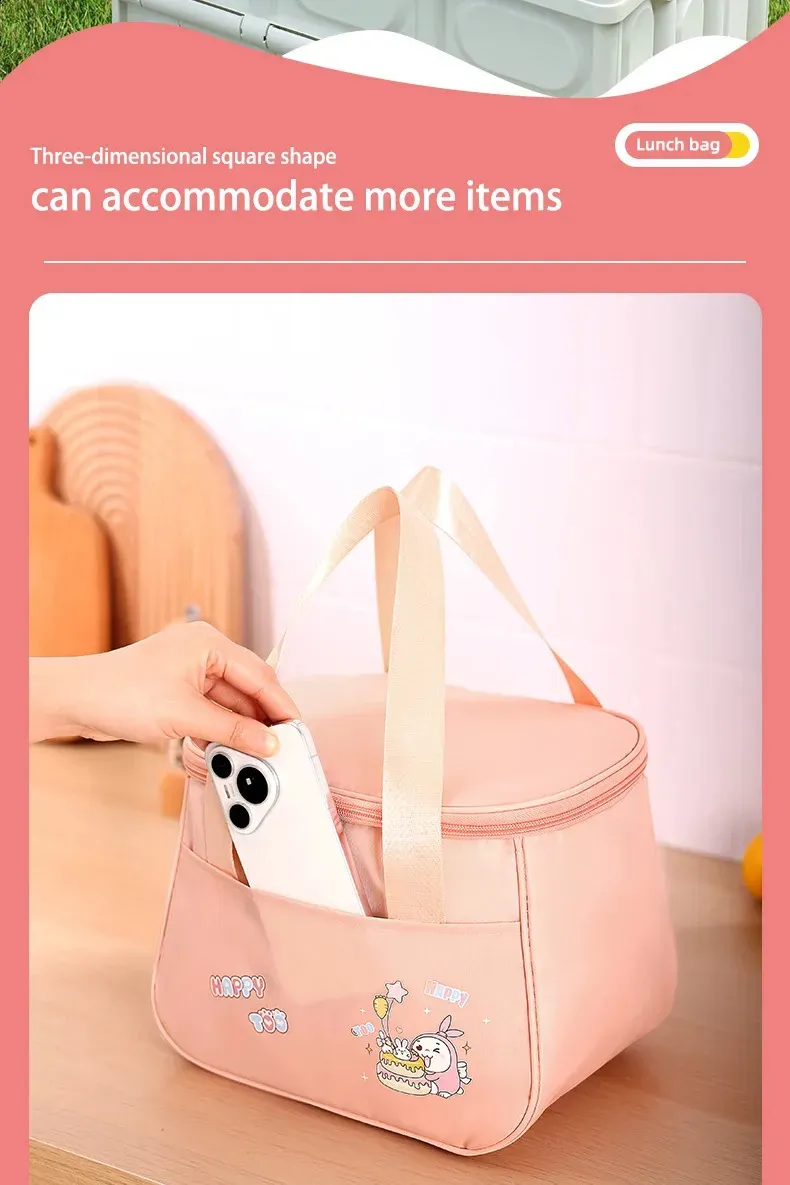 Women Insulated Lunch Bag Reusable Tote Cute Cartoon Portable Box Refrigerated Suitable For Travel And Picni 250318l_voghion.com