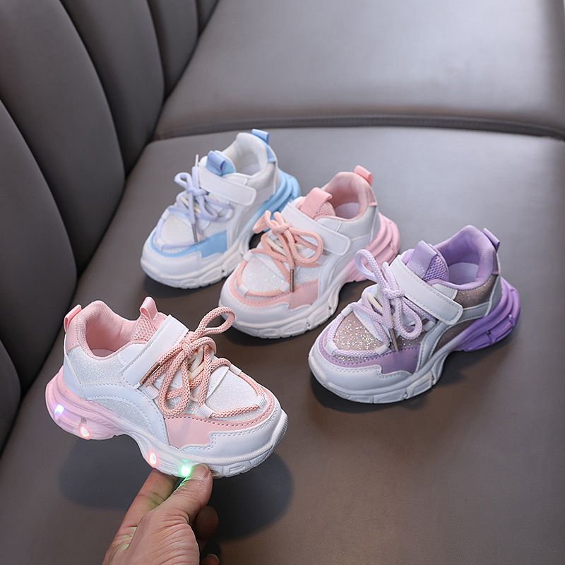 XUANMU Kid's Led Light Shoes Fashion Boys Sneakers Girls Brand Design Casual Shoes Breathable Children Sport Shoes X109B_voghion.com