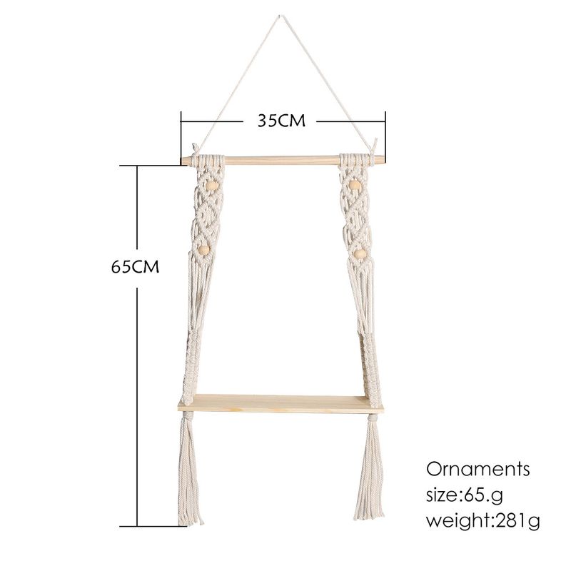 Estantería tejida estilo ins, decoración de pared de madera para el hogar, estantería para balcón y ventana salediza, regalo_voghion.com