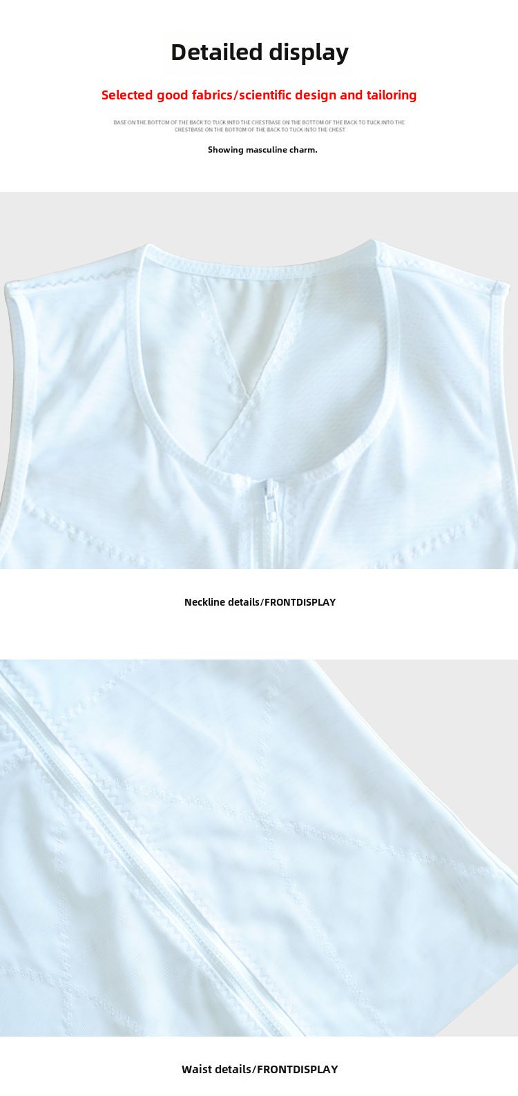 Plastic Crown men's elastic mesh corset body shaping vest tight waist top zipper belly contracting corset_voghion.com