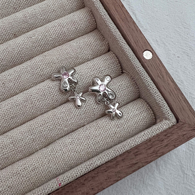 Sier Color VENUS Cyrkonowe kolczyki kwiatowe dla kobiet Dziewczyna słodkie akcesoria Elegancka biżuteria część prezenty Dropsh_voghion.com