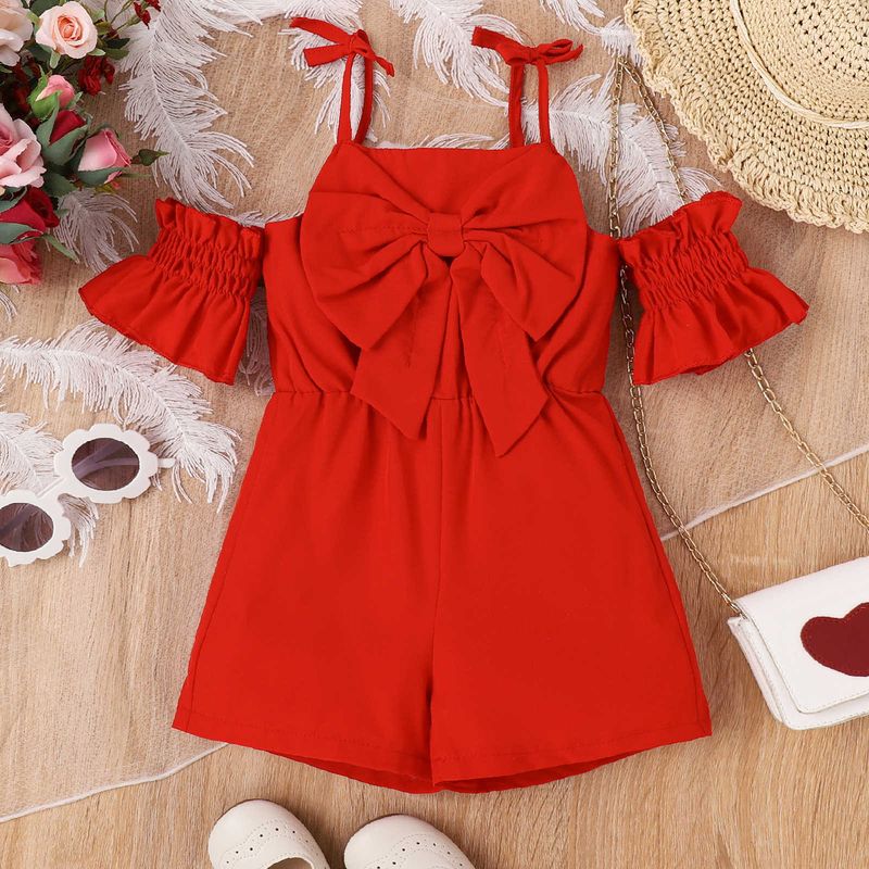 Wear Spring/Summer Trendy Solid Color Lace Off Shoulder Bow Tie Short Sleeve Women's Small and Medium Sized_voghion.com